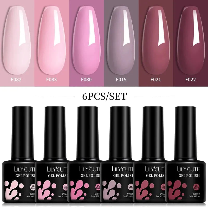 6Pcs/Set Macaron Color Gel Nail Polish Set Kit Spring 6 Colors UV LED Nail Art Gel Vernis Semi Permanent Base Top Coat - Shop & Buy