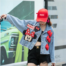 Load image into Gallery viewer, Women Jacket European American Style Heavy Industry Nail Bead Denim Coat New Sweet Short Top
