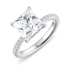 Load image into Gallery viewer, Solid 925 Sterling Silver Moissanite Solitaire Engagement Rings Princess Cut
