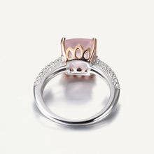 Load image into Gallery viewer, 10*10mm Cushion Natural Rose Quartz Statement Ring 925 Sterling Silver Gemstone Candy Rings For Women Fine Jewelry
