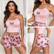 Load image into Gallery viewer, Summer Sexy Pajamas Butterfly Print Cami Pajamas Set Fashion Home Ladies Underwear Two Pieces Set
