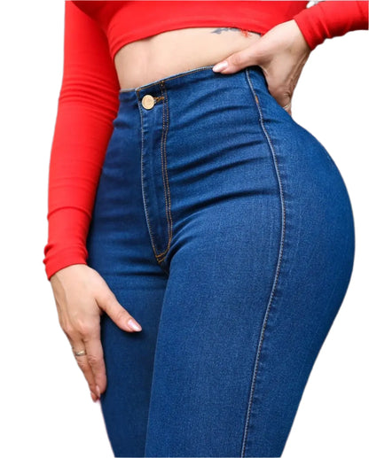 High Waist Flared Women Loose Wide Leg Denim Pants Causal Jeans Slim Fit Full Length Female Elastic Trousers