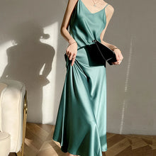 Load image into Gallery viewer, Vintage Satin Women&#39;s Dress Summer Sexy Spaghetti Strap Long Party Maxi Dresses
