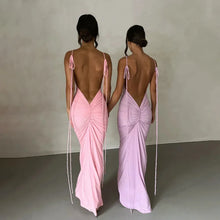 Load image into Gallery viewer, Spaghetti Strap Sexy Backless Maxi Dress Outfits Women Elegant Birthday Dresses
