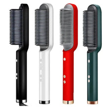 Load image into Gallery viewer, Multifunctional Hair Straightener Brush Negative Ion Hair Straightening Comb 2 In 1 Hair Curler Straightening Brush for Curly
