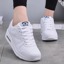 Load image into Gallery viewer, Women Fashion Sneakers Air Cushion Sports Shoes Pu Leather Blue Shoes White Pink Outdoor Walking Jogging Shoes
