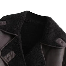 Load image into Gallery viewer, Women&#39;s new thick jacket Vintage lapel leather jacket single breasted pocket street warm jacket
