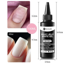 Load image into Gallery viewer, 100ml Jelly Pink Milky White Color Gel Refilled Base No Wipe Top Coat Reinforcement Gel Soak Off UV LED Varnis Manicure
