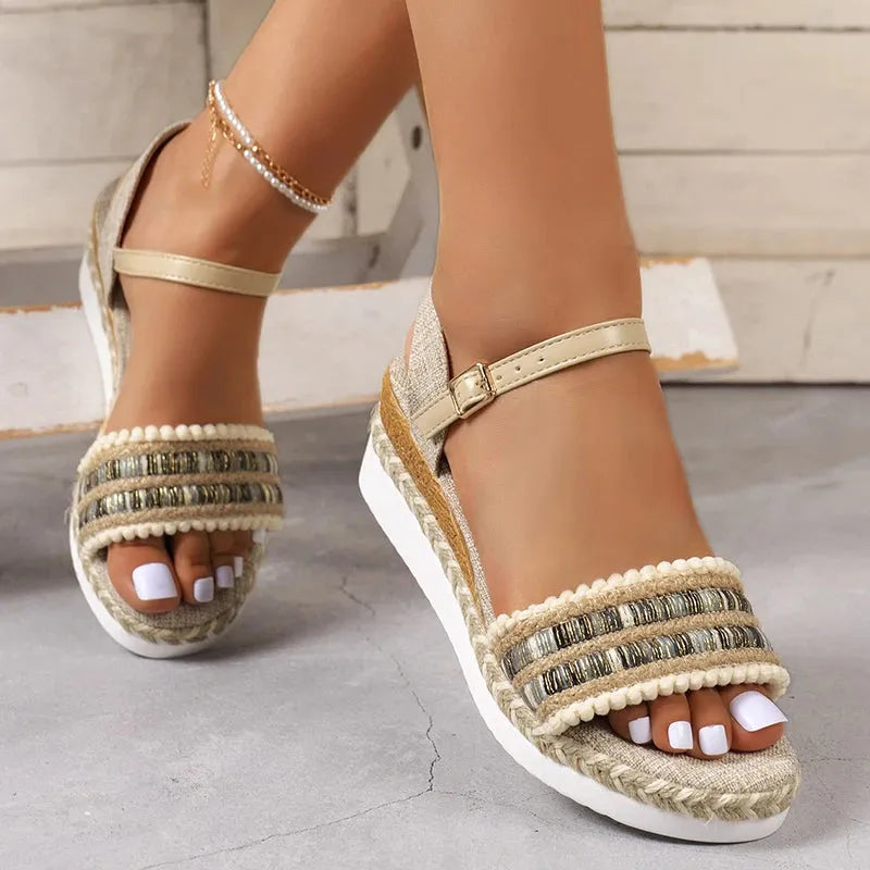 Women's Wedges Espadrilles Sandals Summer Non Slip Platform Roman Sandals - Shop & Buy