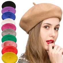 Load image into Gallery viewer, Women Wool Berets French Artist Style Warm Winter Beanie Hat Retro Plain Beret Solid Color Elegant Lady All Matched Autumn Caps
