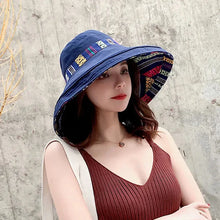 Load image into Gallery viewer, Women&#39;s Hat Bucket Hat Fashion All-match Four Seasons Big Brim Panama Basin cap Double-Sided Fisherman Hat
