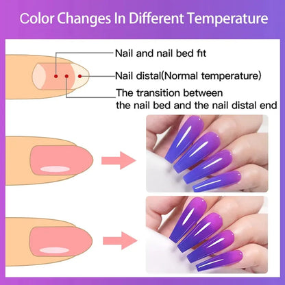 6PCs/Set Thermal Gel Nail Polish Set Winter Temperature Changing Gel Nail Set Semi Permanent Soak Off Nail Art Kit - Shop & Buy