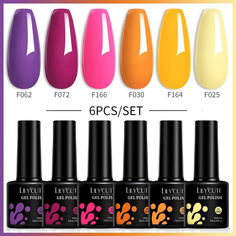 6Pcs/Set Macaron Color Gel Nail Polish Set Kit Spring 6 Colors UV LED Nail Art Gel Vernis Semi Permanent Base Top Coat - Shop & Buy