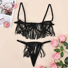 Load image into Gallery viewer, Tassel Sexy Erotic Underwear Suits Female Sensual Bra&amp;Briefs Two Pieces Sets American Hollow Out Porn Lingerie Sets
