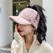 Load image into Gallery viewer, Women New Autumn Winter Warm Rabbit Knitted Hats Outdoor Sports Golf Ponytail Hat Baseball Caps Empty Top Caps
