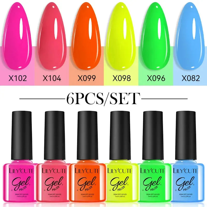 6Pcs/Set Macaron Color Gel Nail Polish Set Kit Spring 6 Colors UV LED Nail Art Gel Vernis Semi Permanent Base Top Coat - Shop & Buy