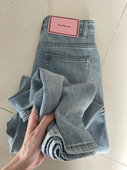 Women Wide Leg Baggy Jeans Lady Vintage Y2K Punk Low Rise Waist Loose Denim Pants Streetwear