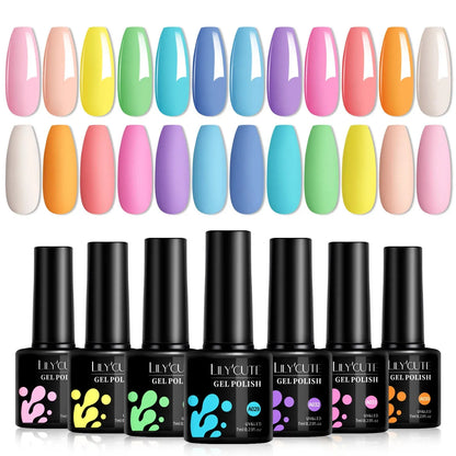 12PCs 7ml Spring Macaron Nail Gel Polish Set Semi Permanent UV Gel For Manicure Soak Off Gel Nail Polish Kit Varnishes - Shop & Buy