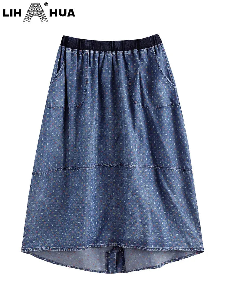 Women's Plus Size Denim Skirt Spring Chic Elegant Skirt For Chubby Women Cotton Woven Skirt - Shop & Buy