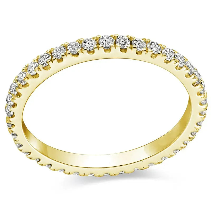 Yellow Gold Plated 925 Sterling Silver 1CT Moissanite Eternity Wedding Ring For Women - Shop & Buy