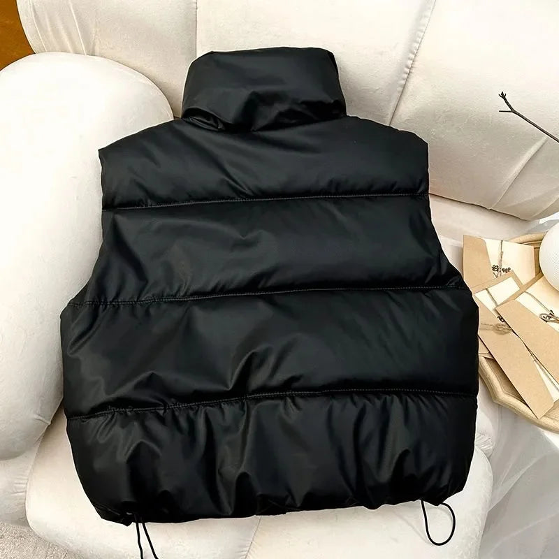 Women Winter Warm Waistcoat Ladies Sleeveless Stand Collar Coats Outerwear Casual Lightweight Puffer Vest Jackets - Shop & Buy