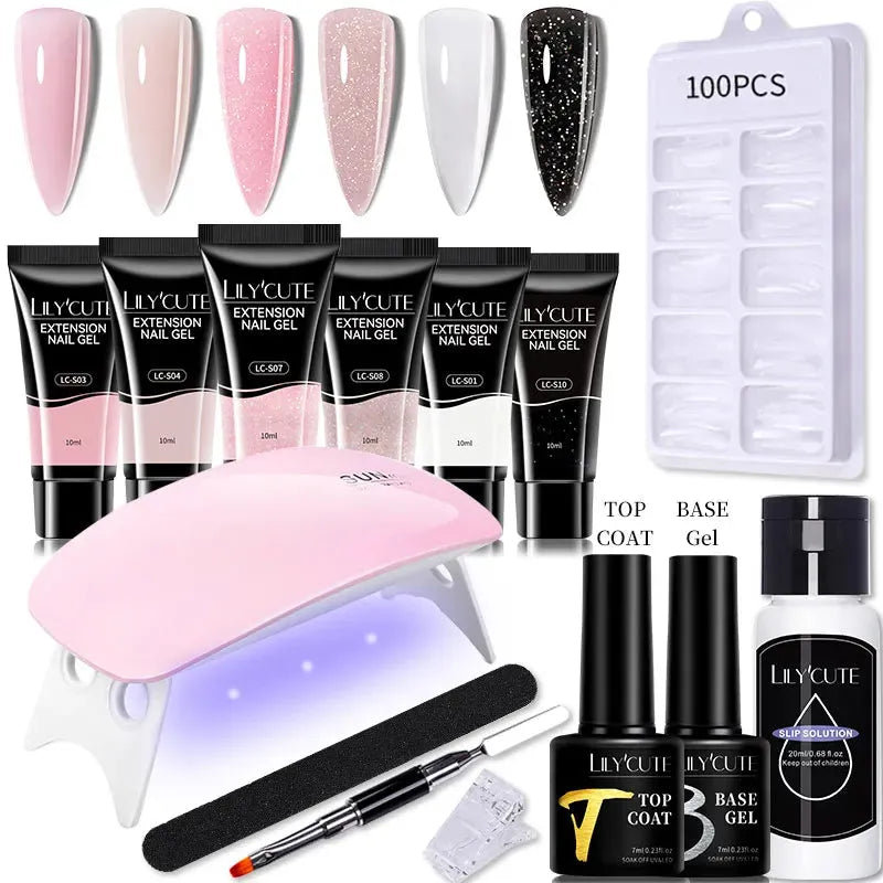 10ML Extension Nail Gel Set Manicure Set With 6W UV Lamp Finger Extend Mold Nail Kit Nail Art Quick Extension Tool Kit - Shop & Buy