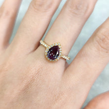 Load image into Gallery viewer, Unique Pear Shaped Lab Alexandrite  Engagement Ring 925 Sterling Silver Promise Ring June birthstone Gift For Her