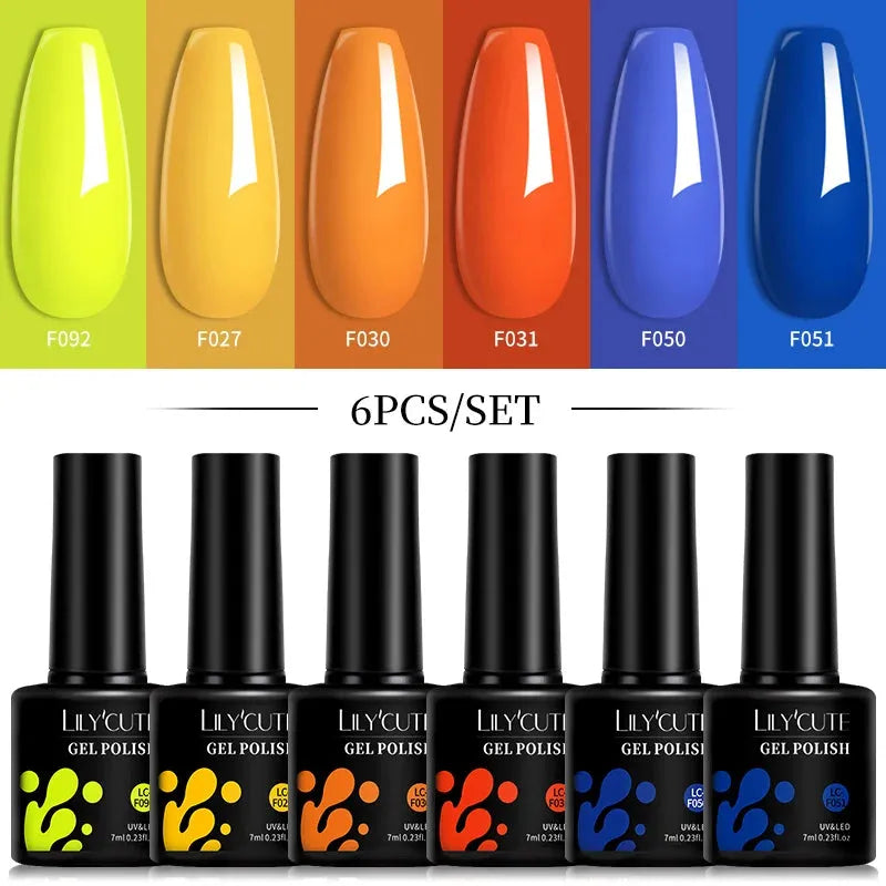 6Pcs/Set Macaron Color Gel Nail Polish Set Kit Spring 6 Colors UV LED Nail Art Gel Vernis Semi Permanent Base Top Coat - Shop & Buy