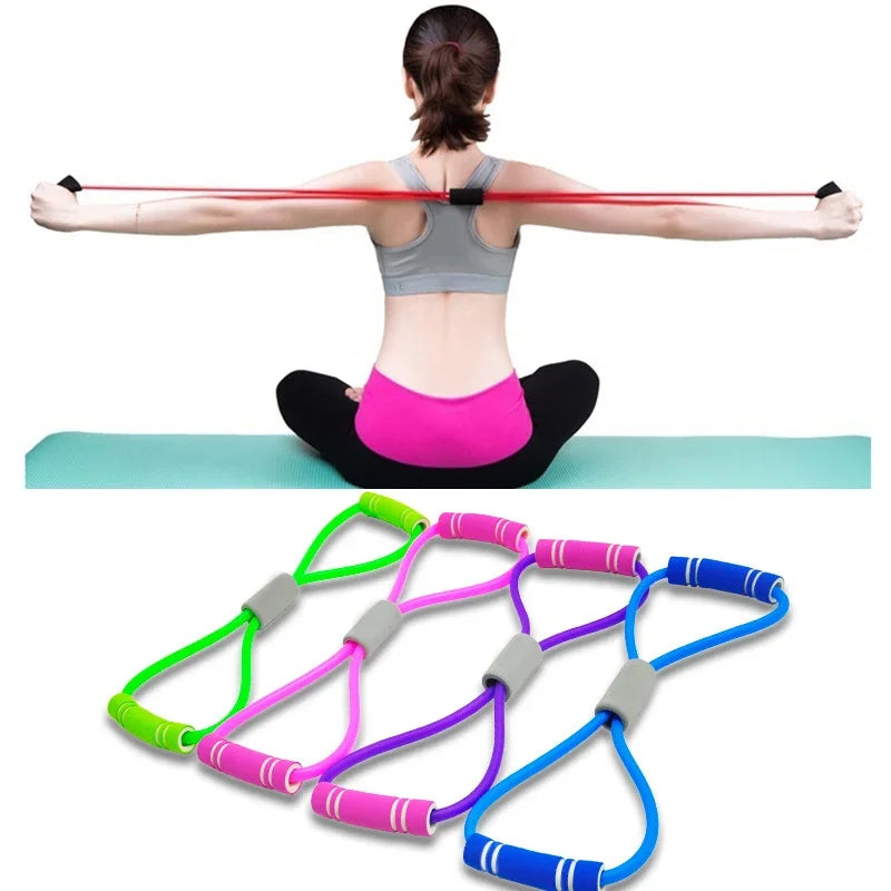 Yoga Gum Fitness Resistance 8 Word Chest Expander Rope Workout Muscle Trainning Rubber Elastic Bands for Sports Exercise