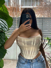 Load image into Gallery viewer, Sleeveless Fashion Strapless Bustier Corset Crop Tops Female Mesh Backless White Women Tops
