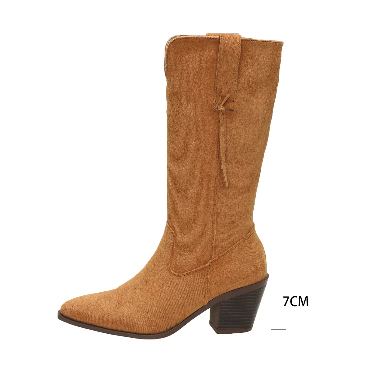 Women's Chunky Heeled Long Boots Comfortable Solid Color Slip On High Heel Boots - Shop & Buy