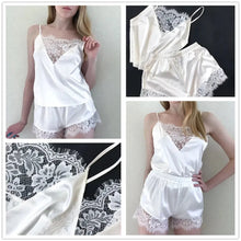 Load image into Gallery viewer, Silk Pajamas Womens Sleeveless  Lingerie Sleepwear Satin Loungewear
