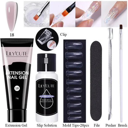 15ml Extension Gel Nail Polish Set Quick Nail Prolong With Extend Mold Nail Tips Acrylic Solution Manicure Tools Kit - Shop & Buy