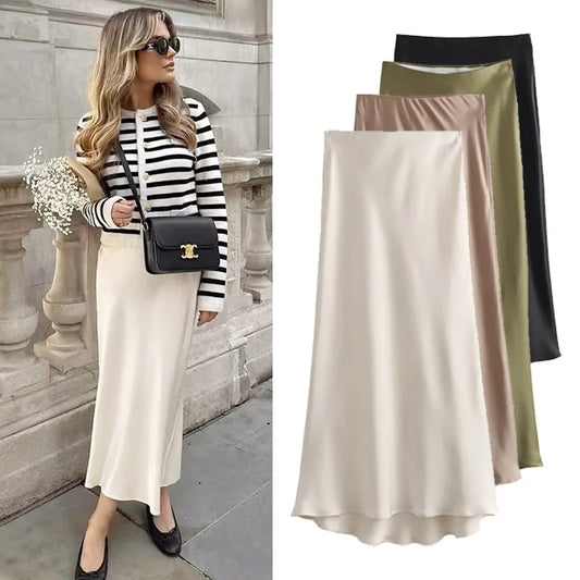 Skirts For Women Wrap Long Skirt Women's Skirt Satin Pencil Smooth Skirts