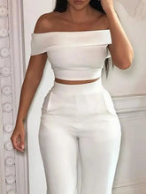 Load image into Gallery viewer, Spring Fashion Two Piece Set Women Casual Solid Slim Short High Waist Long Pants Office Lady Suits
