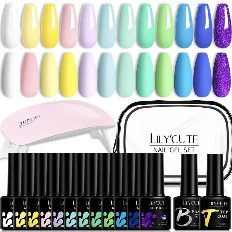 12PCs 7ml Spring Macaron Nail Gel Polish Set Semi Permanent UV Gel For Manicure Soak Off Gel Nail Polish Kit Varnishes - Shop & Buy