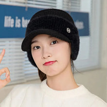 Load image into Gallery viewer, New Autumn Winter Fashion Women&#39;s Knitted Fleece Hat Ladies With Earflaps Hats Empty Top Baseball Cap For Female
