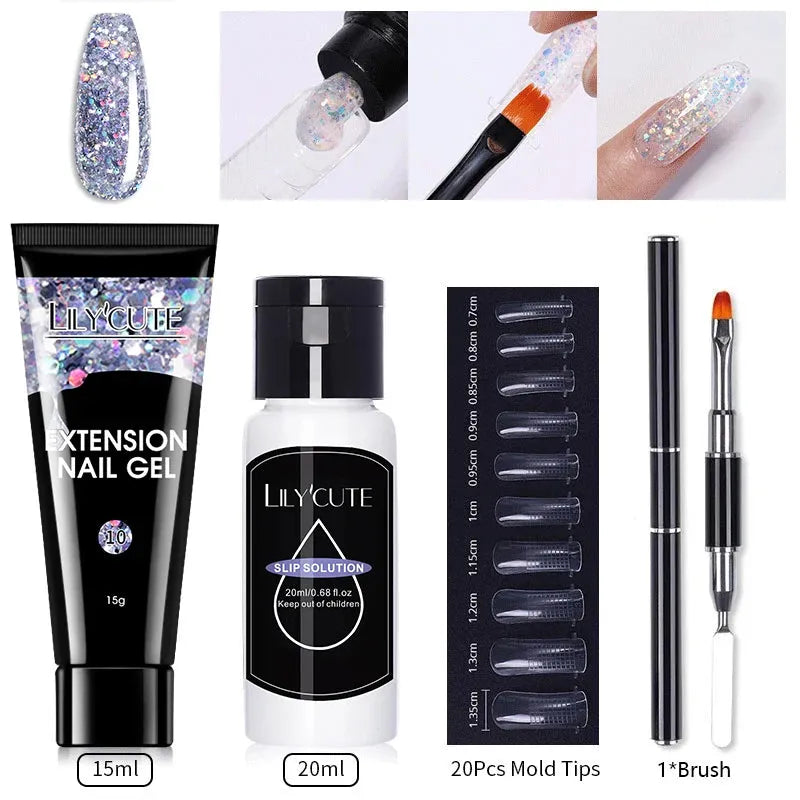 Extension Gel Nail Polish Kit Quick Extension Manicure Gel Set Finger Extend Mold Nail Brush Nail Art Tool Set Supplies - Shop & Buy