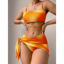 Load image into Gallery viewer, New Women&#39;s Tie Dyed Split Bikini Sexy Hip Lifting Mesh Gradient Beach Three Piece Set
