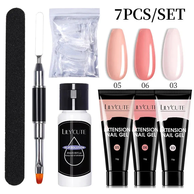 Extension Gel Nail Polish Kit Quick Extension Manicure Gel Set Finger Extend Mold Nail Brush Nail Art Tool Set Supplies - Shop & Buy