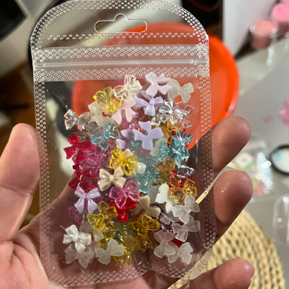 500-600pcs Bow Flower Nail Art Resin Decorations Mix Shapes Nail Charms Press on Manicure Supplies - Shop & Buy