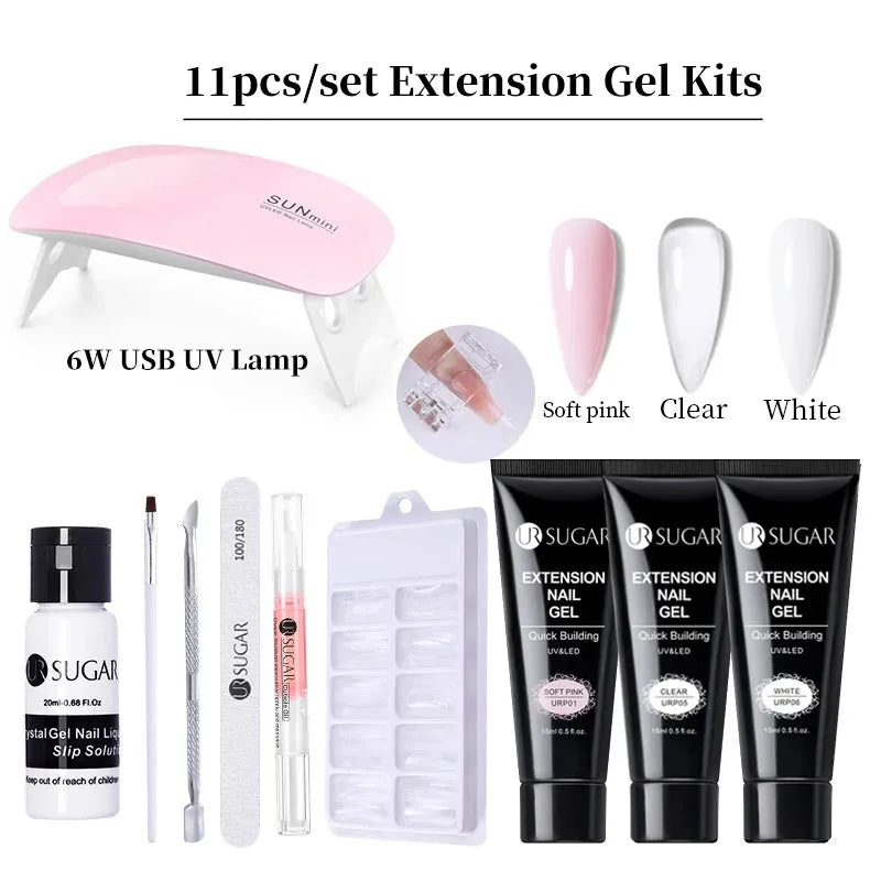 15ml Extension Gel Set Kits Semi Permanent Acrylic Hard Gel White Clear Nude Gel Nail Polish Nail Art Construction Gel - Shop & Buy