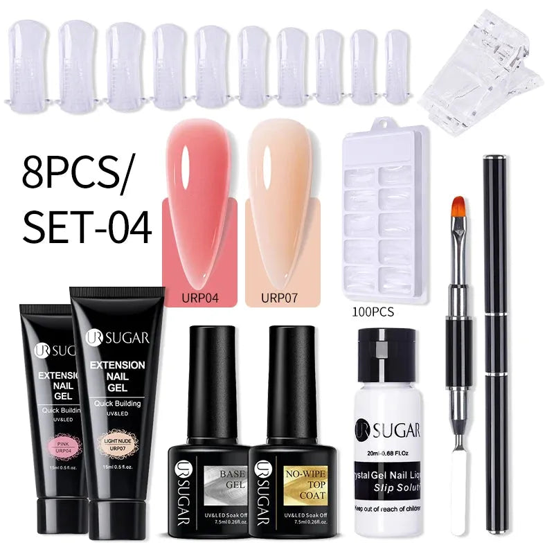 15ml Extension Gel Set Kits Semi Permanent Acrylic Hard Gel White Clear Nude Gel Nail Polish Nail Art Construction Gel - Shop & Buy