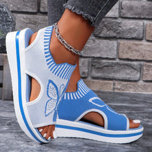 Load image into Gallery viewer, Lightweight Knitted Wedge Sandals Women Fashion Butterfly Pattern Platform Sandles
