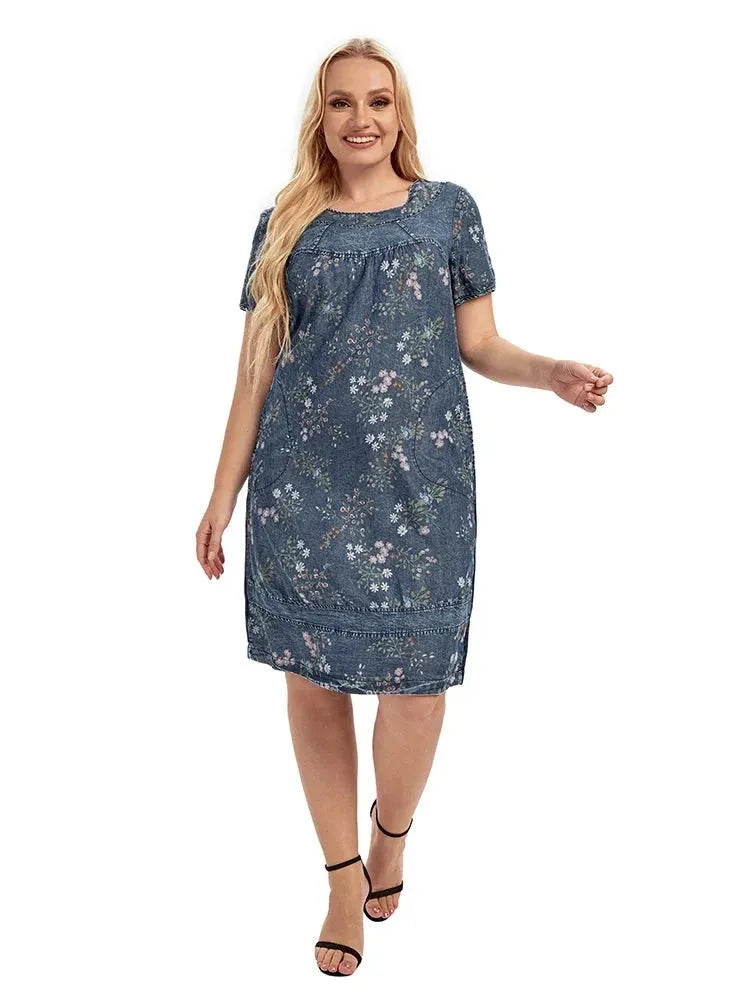 Women's Plus Size Denim Dress Autumn Chic Elegant Dresses For Chubby Women Woven Cotton  Dress - Shop & Buy