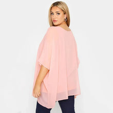 Load image into Gallery viewer, Plus Size Loose Batwing Sleeve Elegant Summer Cape Blouse Women 3/4 Sleeve Casual Work Office Tunic Tops
