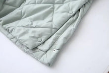 Load image into Gallery viewer, New Two-Color Fashionable and Versatile Diamond Check Quilted Hooded Long Cotton Coat
