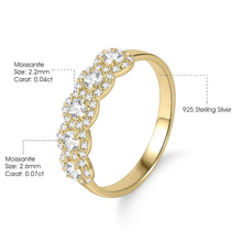 Load image into Gallery viewer, 925 Sterling Silver Round Moissanite Wedding Band Vintage Yellow Gold Moissanite Ring Stackable Band Delicate Ring
