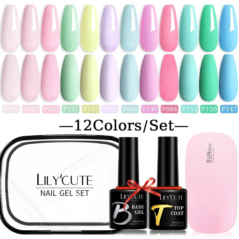 12PCs 7ml Spring Macaron Nail Gel Polish Set Semi Permanent UV Gel For Manicure Soak Off Gel Nail Polish Kit Varnishes - Shop & Buy