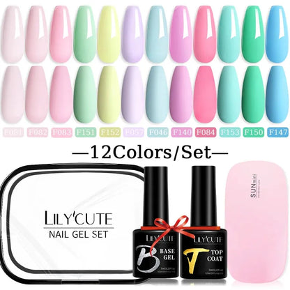 12PCs 7ml Spring Macaron Nail Gel Polish Set Semi Permanent UV Gel For Manicure Soak Off Gel Nail Polish Kit Varnishes - Shop & Buy